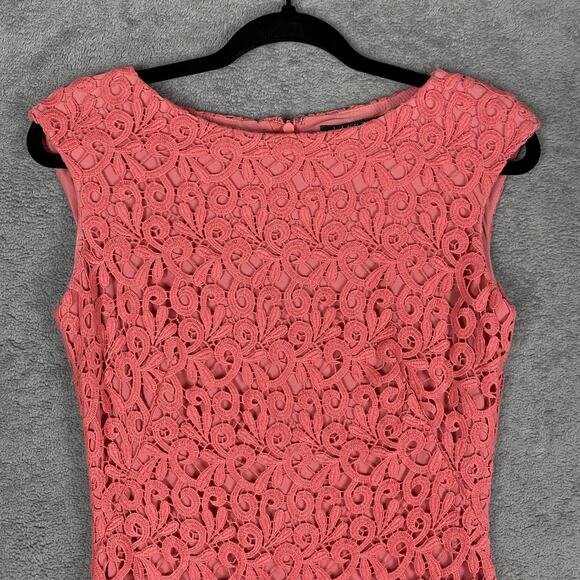 Lauren Ralph Lauren Dress Womens 2 Pink Lace Sleeveless Sheath Formal Cocktail - Picture 2 of 13